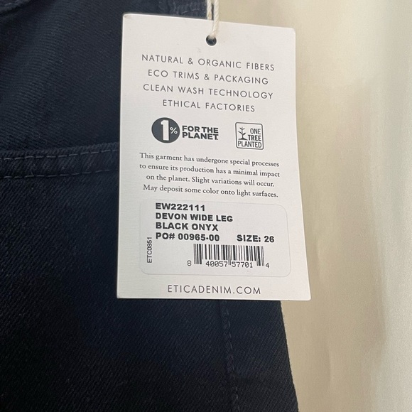 ètica Devon Women’s Wide Leg Jeans Onyx / black size 26 NWT - Picture 2 of 4